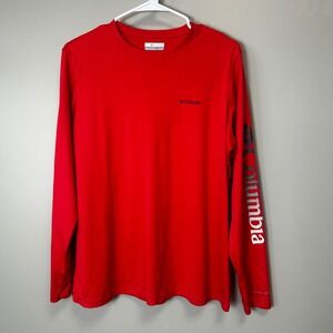 Columbia PFG Terminal Tackle Long Sleeve Shirt Red Womens 1X Omni-Shade UPF 50